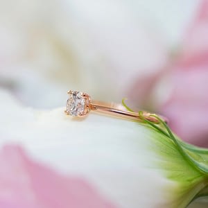 Bague de fiançailles en or rose 18 carats et diamant extra-blanc 0,40cts, pour femme, Collection Mariage.