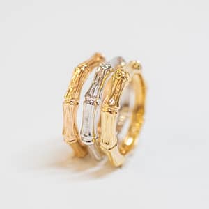 Bague Bambou en or jaune 18 carats, pour femme, collection la Joaillerie.