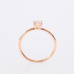 Bague de fiançailles en or rose 18 carats et diamant extra-blanc 0,40cts, pour femme, Collection Mariage.